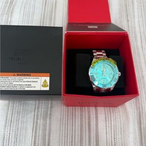 Invicta Silver and Aqua Watch